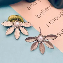 Sangria Silver Plated Beaded Floral Stud Earrings-image-86