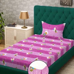 Myntra Elegant Homes Purple Printed Pure Cotton 400 TC Single Bedsheet Set 2.25 x 1.5 m-image-49