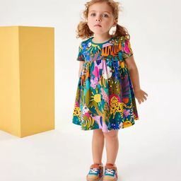 INCLUD Girls Tropical Printed Fit & Flare Dress-36