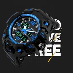 Otage Men Patterned Dial & Textured Straps Analogue and Digital Watch Otg- 1155 Blue image 3
