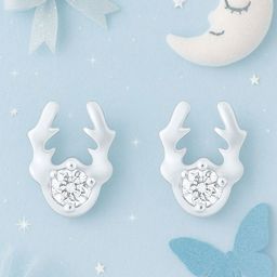 Nipura Girls 925 Sterling Silver Rhodium Plated Artificial Stones Studded Quirky Studs-8