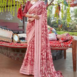 Mitera Poly Chiffon Block Print Saree-20