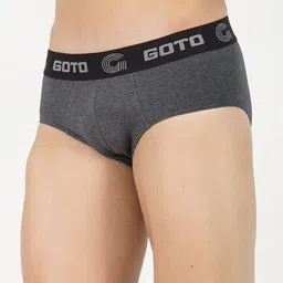 GOTO Mid-Rise Hipster Briefs COTTON BLENDED BRIEF OUTER ELASTIC DGREY image 2