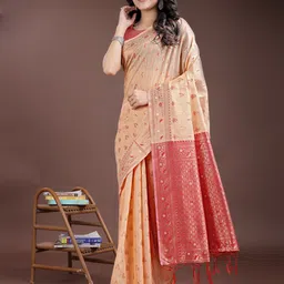 Pandadi Saree Woven Design Zari Linen Blend Sarees-image-10