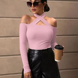 Sugathari Cold-Shoulder Sheen Top-image-59