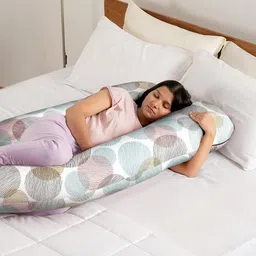 wakefit White & Brown Geometric Printed Fibre Filled Pure Cotton Maternity Pillow-56