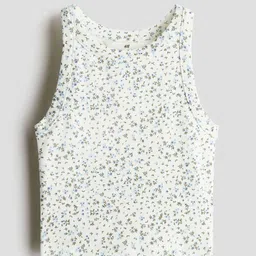 H&M Girls Printed Cotton Vest Top 1288428005-White,Multi-image-63