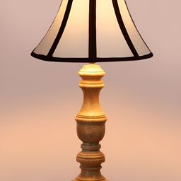 Devansh White & Black Printed Wooden Frustum Shaped Table Lamp-2