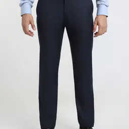 Raymond Men Self Design Striped Regular Fit Mid-Rise Formal Trousers-picture-26