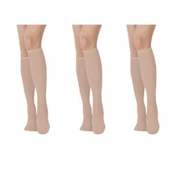 MUKHAKSH Women Set Of 3 Cotton Plain Knee High Socks-image-85