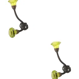 IndianShelf Green and Brown 2 Pieces Glass Diamond Textured Wall Hooks-9