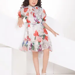 Peppermint Floral Print Chiffon A-Line Dress-image-73