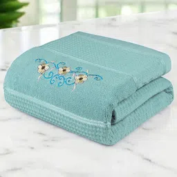 Story@home Blue & Brown 1 Printed Cotton 400 GSM Bath Towel-49