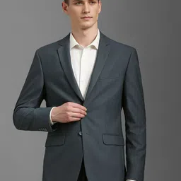 Louis Philippe Notched Lapel Checked Single Breasted Formal Blazer-image-25