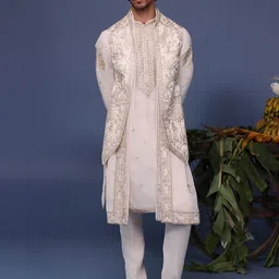 KALPRAAGFloral Embroidered Sequinned Georgette Kurta with Trousers & Dupatta-picture-57