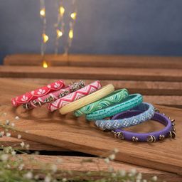 Taasha Craft Set Of 8 Cotton Threads Handcrafted Bangle-78