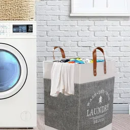 Stylista Grey Printed Durable & Foldable Laundry Bag with Handle-24