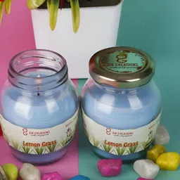 Aura Oval Lemon Grass Jar Candle. made up of Parrafin Wax.Set of 2-image-96