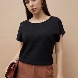 CODE by Lifestyle Round Neck Flared Sleeves Textured Top-picture-0