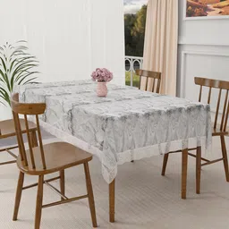 Kuber Industries Grey & White Printed Waterproof 4-Seater Rectangle Table Cover-16