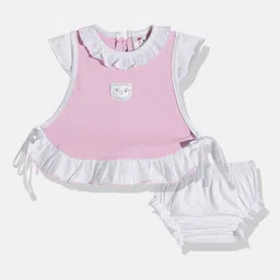 BABYMAX Infant Girls Polka Dot Printed Ruffled Pure Cotton Drop-Waist Dress With Bloomers-image-54
