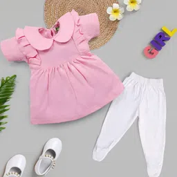 Hijo Kids Wear Girls Pink & White T-shirt with Leggings-picture-52