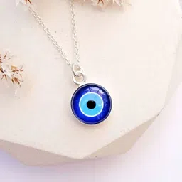 Proplady Bling Collection German Silver-Plated AD Studded Evil Eye Pendant With Chain-image-50