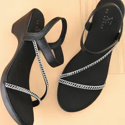 XE Looks Synthetic Leather Black Heels-image-49