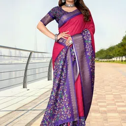 J 6 DESIGNER Woven Design Floral Printed Saree-picture-22