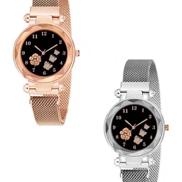 CERO Unisex Pack Of 2 Stainless Steel Bracelet Style Straps Analogue Multi Function Watch-picture-15