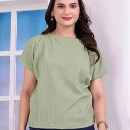 DressBerry Women Solid Short Sleeves Boxy Top-image-47