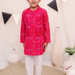 Ka-mee Boys Bandhani Printed Regular Pure Cotton Kurta with Pyjamas-35