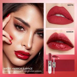 VBA Long Lasting Matte Liquid Lipstick With Clear Lip Gloss - 15 ml - Red image 4