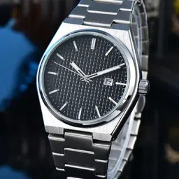 SZN Men Patterned Dial & Stainless Steel Straps Analogue Watch Royal BlackSZN-29