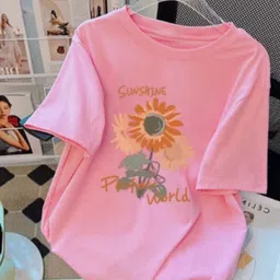 Outzidr Women Pink Round Neck Tshirt-image-99
