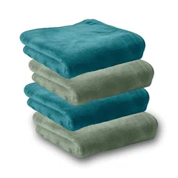 HOUSSE Green & Sea Green 4 Pieces Microfiber 450 GSM Ultra Absorbent Quick Dry Face Towels-55