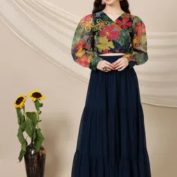 Inddus Girls Printed Ready to Wear Lehenga &-image-9