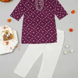 LITTLE GINNIE Boys Printed Gotta Patti Kurta with Pyjama-30
