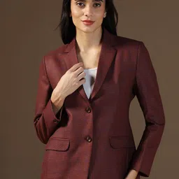 TAHVO Checked Single Breasted Formal Blazers-image-13