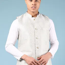 V-Mart Men Self Design Mandarin Collar Nehru Jacket-picture-32