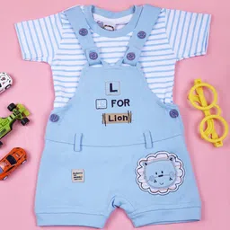 V-Mart Infant Boys Embroidered Cotton Dungaree With T-Shirt-image-65