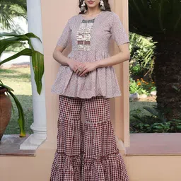 Fourleaf Women Printed Regular Pure Cotton Kurti with Sharara-image-47