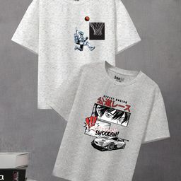 BAESD Boys Pack of 2 Graphic Printed Round Neck T-shirts-picture-43