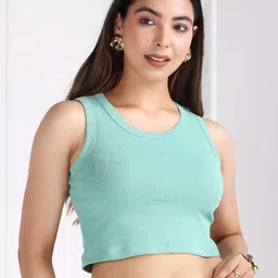 Mlada Round Neck Regular Fit Sleeveless Cotton Ribbed Top-image-25