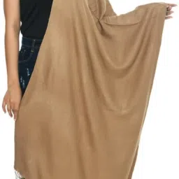 Solid Wool Blend Women Beige Stole-picture-4