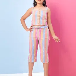 Aarika Girls Striped Top with Capris-image-29