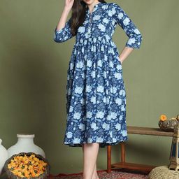 Rajnandini Floral Print A-Line Dress-image-85