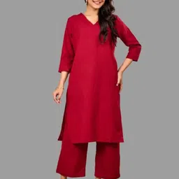 NAMA'S Women V-Neck Cotton Straight Kurta-picture-46