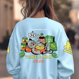 Bewakoof WomenTake a Nap Graphic Printed Oversized Sweatshirt-picture-23