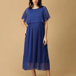 The Mom Store Flutter Sleeve Georgette Maternity Maxi Dress-image-15